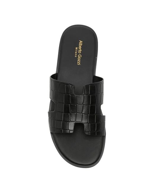 Alberto Gozzi White Croc-Effect Cut-Out Sandals for men
