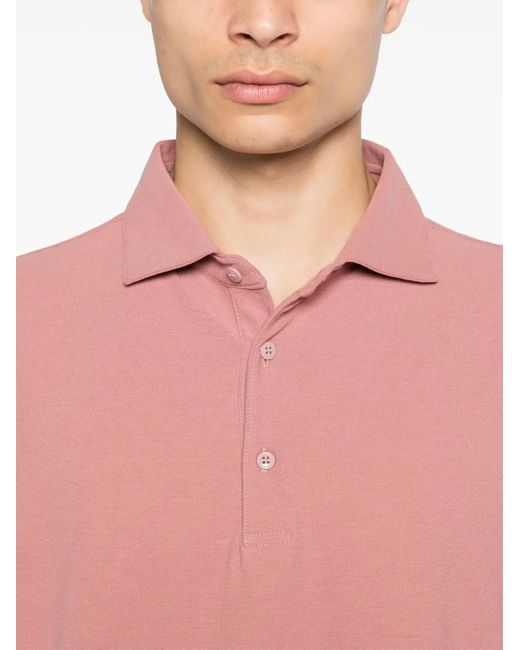 Lardini Pink Short-Sleeve Cotton Polo Shirt for men