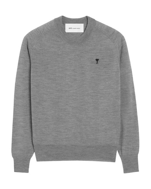 AMI Gray Heather Crew Neck Sweatshirt for men