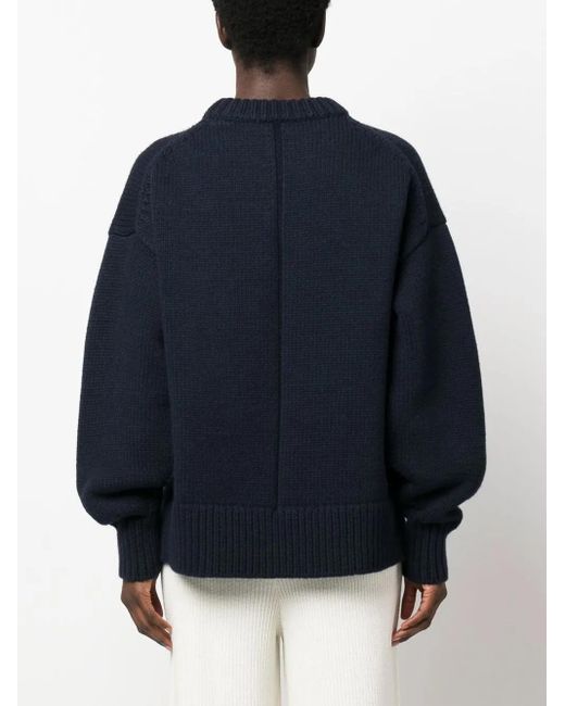 The Row Blue Puff-Sleeved Knit Sweater