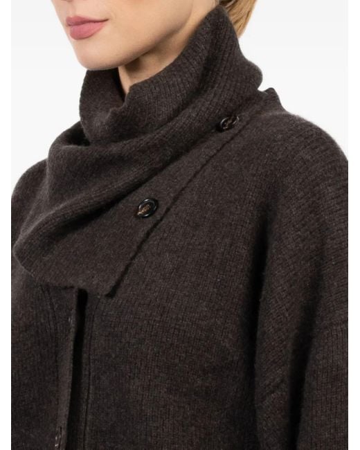 LeKasha Black Stehkragen-Cardigan mit Knöpfen