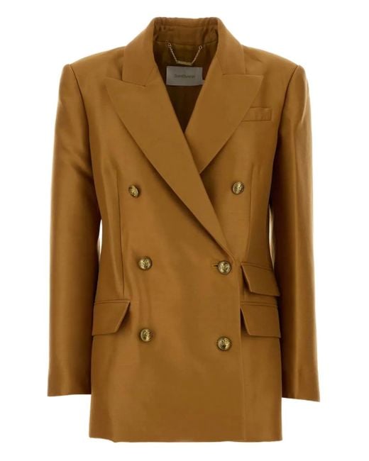 Zimmermann Brown Hypnotic Wool Silk Jacket
