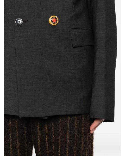 Martine Rose Black Double-Breasted Zip-Up Jacket for men