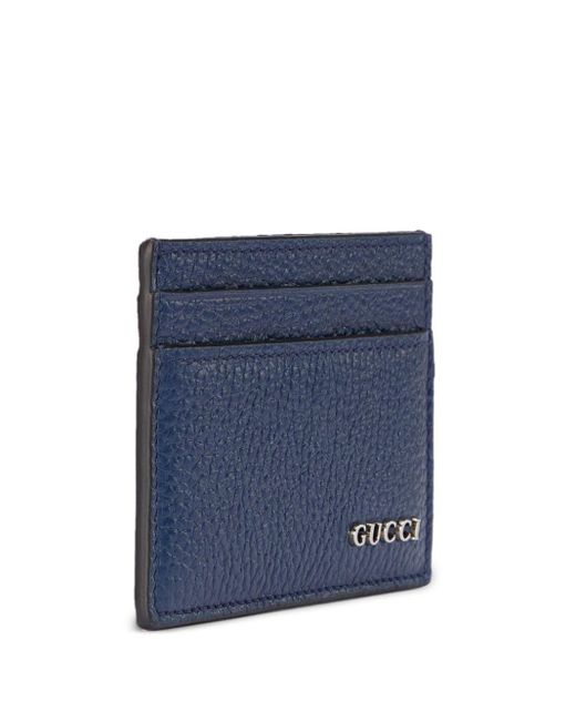 Porte-cartes en cuir à plaque logo Gucci pour homme en coloris Blue