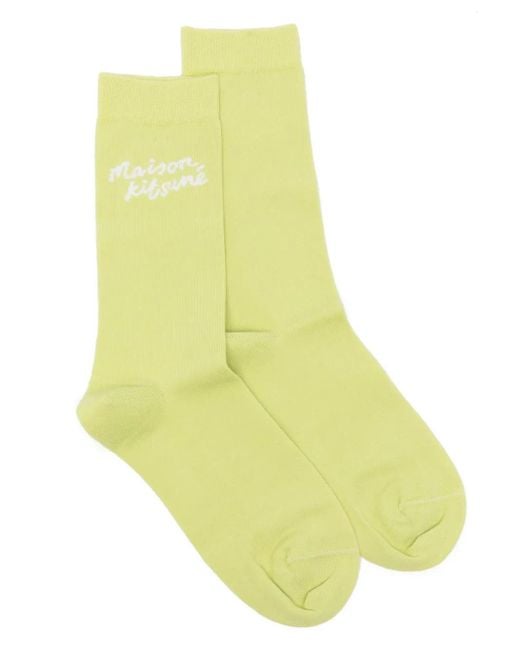 Maison Kitsuné Yellow Socken Mit Handschrift