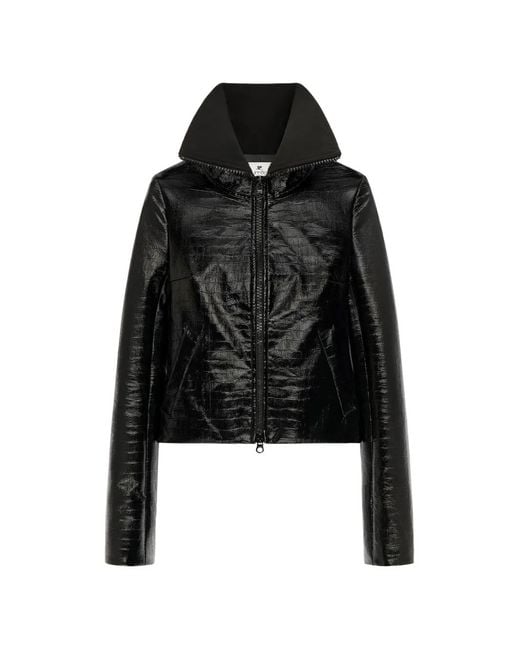 Courreges Black Croc-Embossed High-Neck Jacket