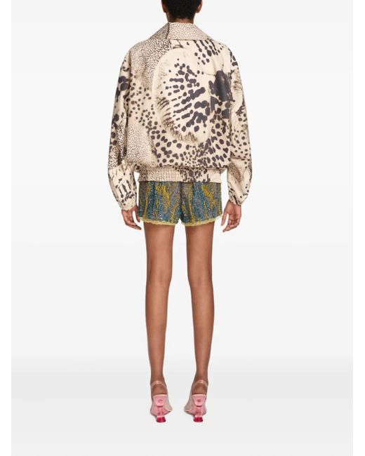 Dries Van Noten アブストラクトパターン ボンバージャケット Natural