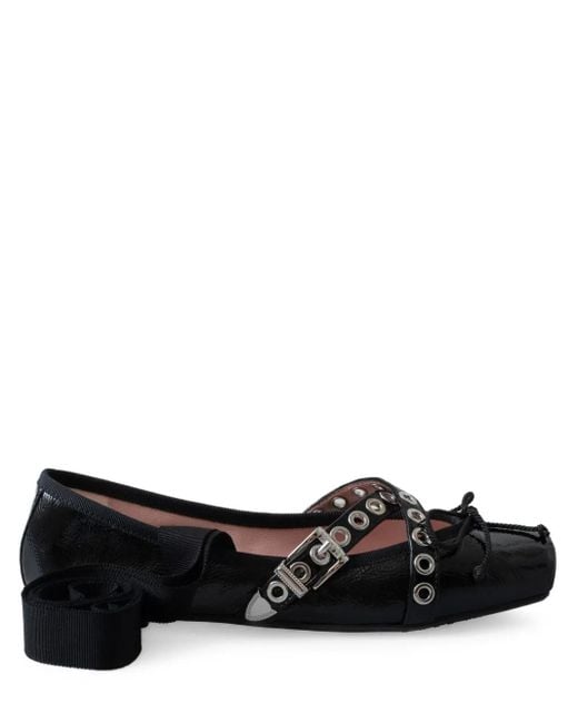 Pretty Ballerinas Black Leather Ballerina Shoes
