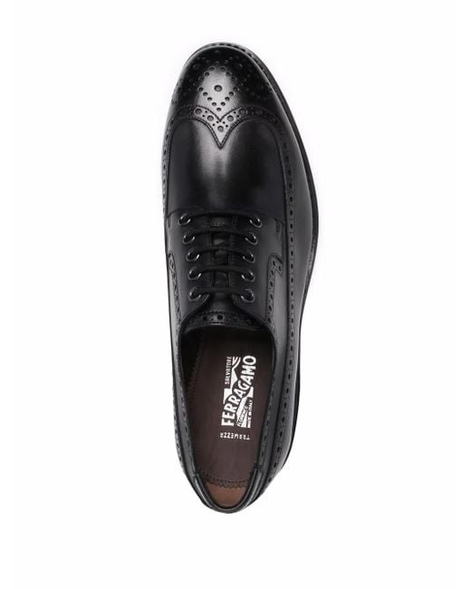 Ferragamo Black Marcus Perforated Brogues for men