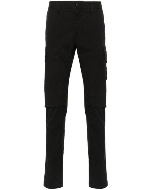 Stone Island Black Compass-badge Tapered Trousers for men