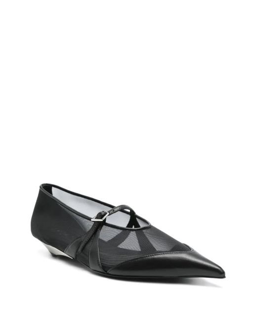 Mugler Gray Mesh Ballet Flats