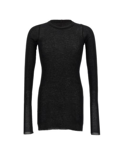 Rick Owens Black Rib Ls T Raw-Cut T-Shirt for men