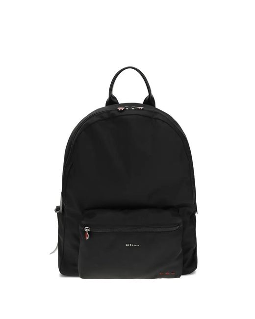 Kiton Black Logo-Lettering Backpack for men