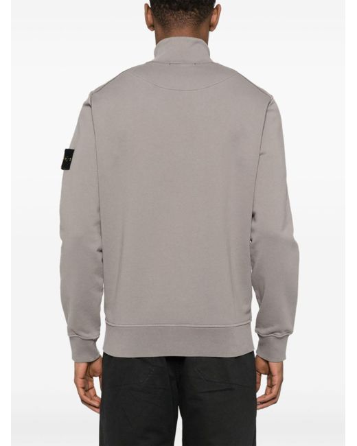 Stone Island Gray Compass Cotton Zip-up Sweatshirt for men