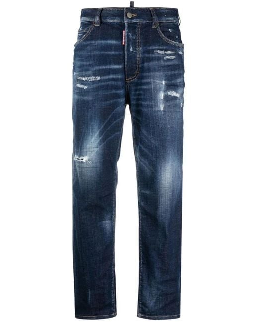 Vaqueros capri con efecto envejecido DSquared² de color Blue