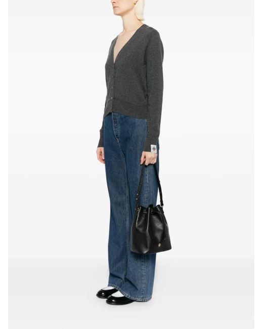 Bally Black Leather Drawstring Bucket Bag