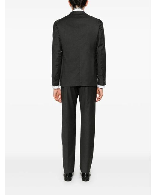 Tagliatore Black Notched-Lapels Single-Breasted Suit for men