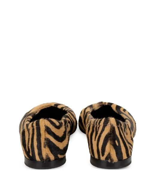 Pomme D ́Or White Zebra-Pattern Flat Pumps