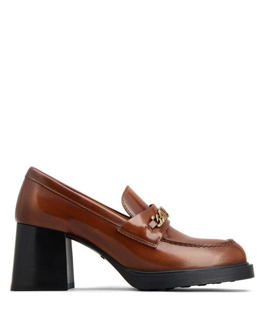 Tod's Brown Loafers In Leather With Heel