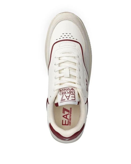 EA7 White Logo-Print Sneakers