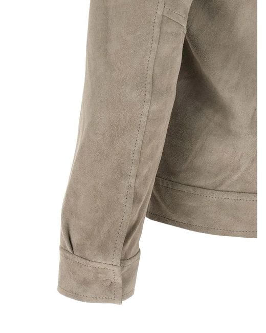 Giorgio Brato Gray Pointed-Collar Suede Jacket for men