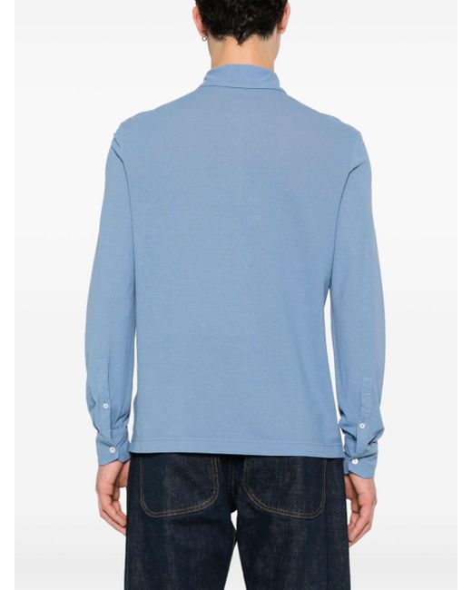 Drumohr Blue Long-sleeve Polo Shirt for men
