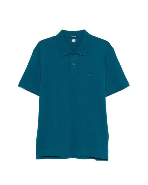 C P Company Blue Polo Shirt With Logo for men