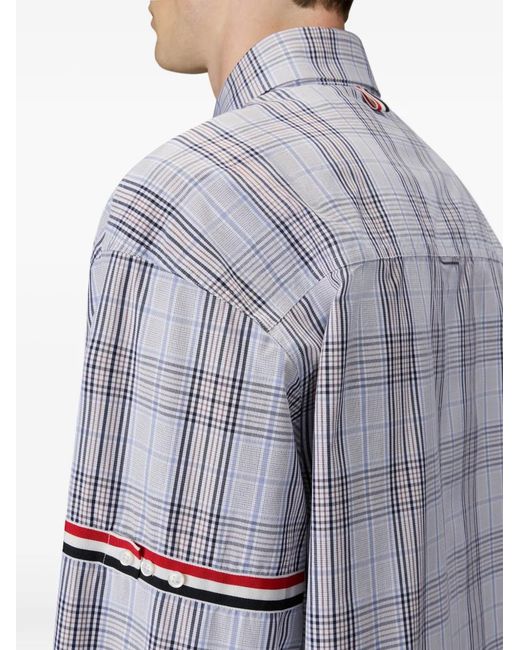 Thom Browne Blue Plaid-Patterned Shirt for men