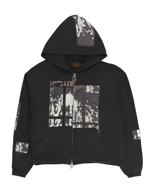 BIRTH OF ROYAL CHILD Black Flash Light Graphic-Print Zip-Up Hoodie for men