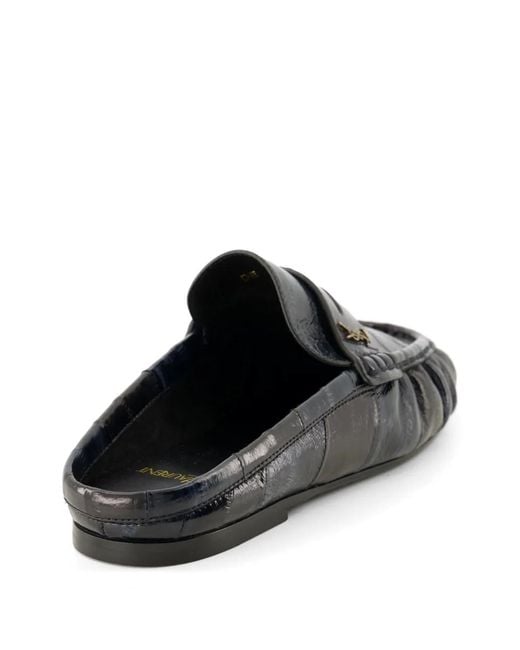 Saint Laurent Black Cassandre Eel-Leather Mules