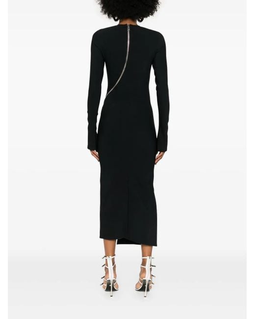 The Attico De Attico Twisted Zip Midi -jurk Met in het Black