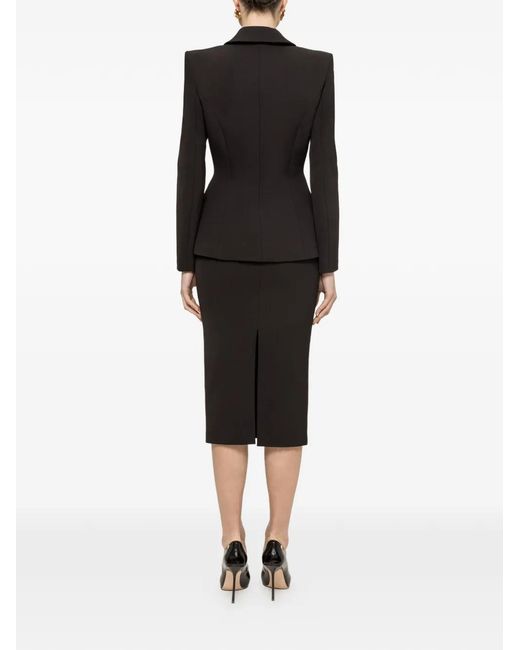 Nissa Black High-Waisted Midi Skirt