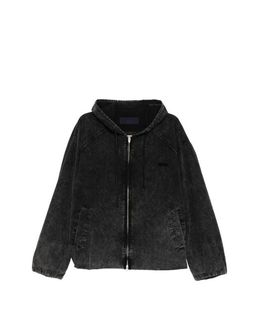 Juun.J Black Hooded Zip Jacket for men