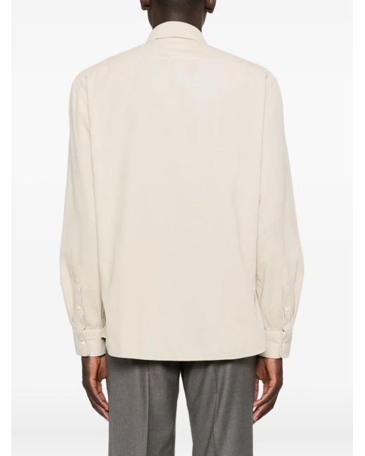 Camicia Button-Down di Brunello Cucinelli in Natural da Uomo