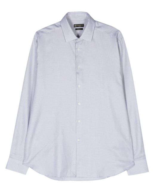 Corneliani White Cutaway-collar Jacquard Shirt for men