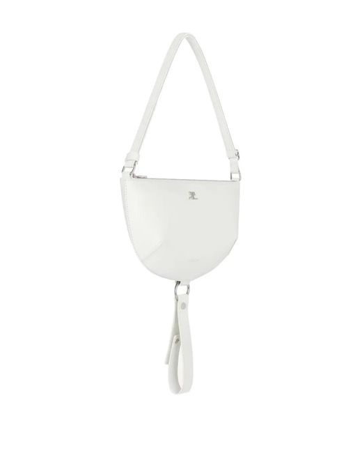 Courreges White Holy Eclipse Half-Moon Leather Shoulder Bag