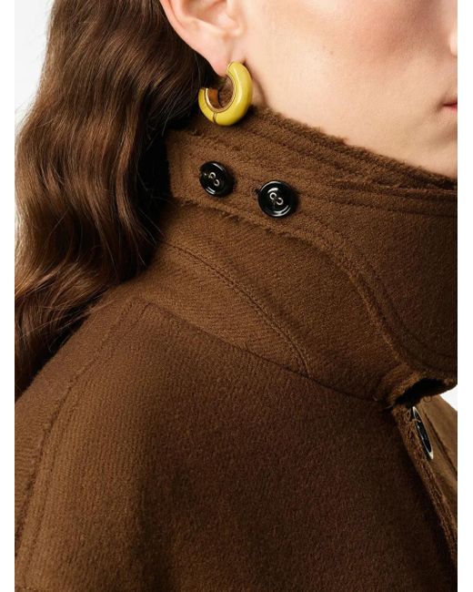 AMI Brown Belted Wool Trench Coat