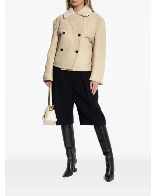 Jacquemus Natural Double-Breasted Shearling Jacket
