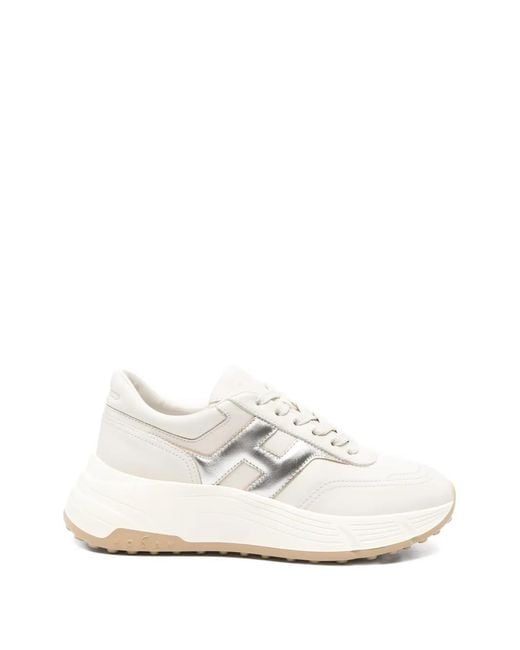 Hogan White Low-Top Sneakers With Metallic Accent And Chunky Sole