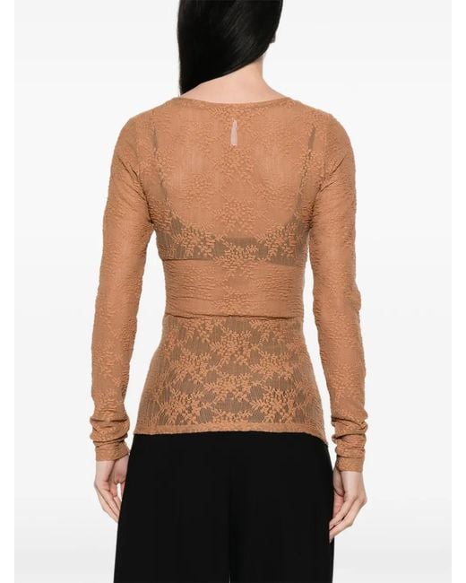 Imperial Brown Lace Long-Sleeve Top