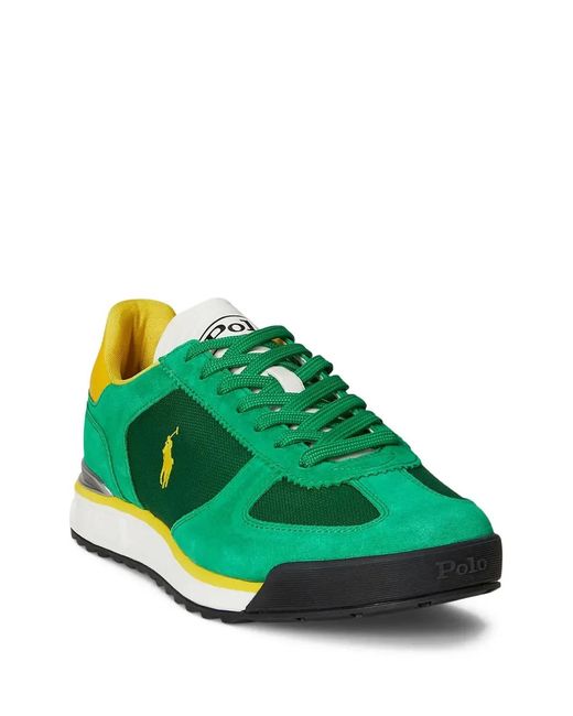 Polo Ralph Lauren Green Varick Suede Nylon Sporty Trainers for men
