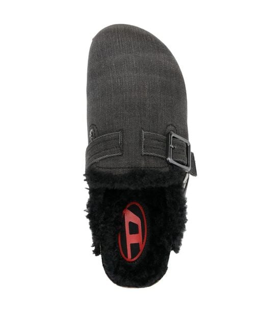 DIESEL Black D-Woodstock Slippers for men