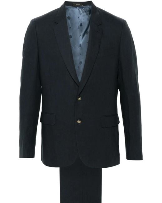 Paul Smith Blue Single-Breasted Linen Suit for men