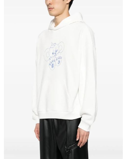 Sudadera con capucha y monstruo estampado we11done de color White