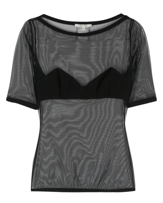 Nensi Dojaka Black Bra-effect-panel Mesh T-shirt