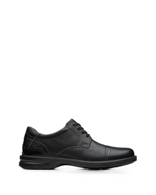 Clarks Black Gessler Cap Oxford Shoes for men