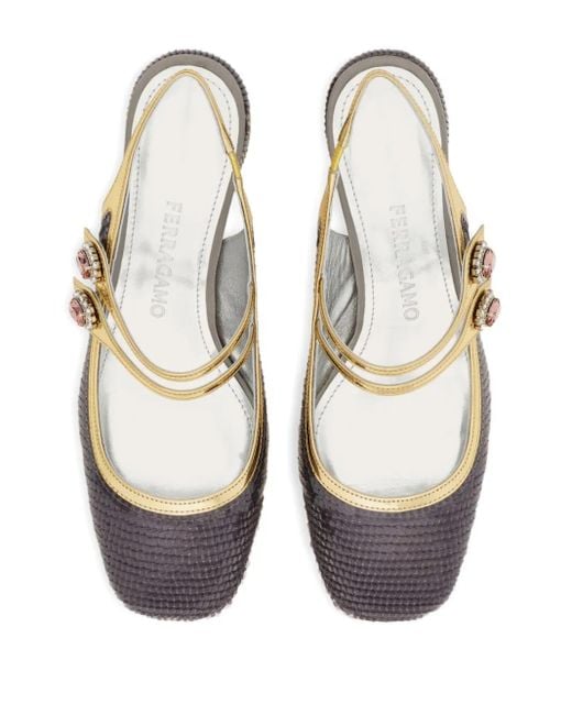 Ferragamo Metallic 40Mm Sequin-Embellished Slingback Pumps