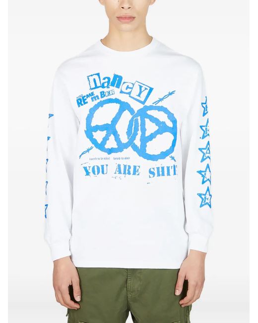 Nancy Ganz Gray Graphic-Print Long-Sleeve T-Shirt for men