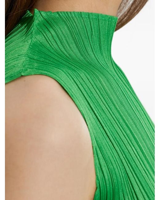 Pleats Please Issey Miyake Green April Pleated Midi Dress
