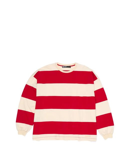 Bimba Y Lola Red Balloon-Sleeved Striped T-Shirt